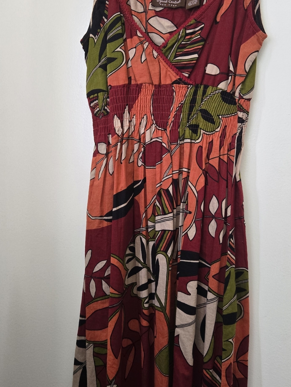 Speed Control Burgundy and Orange Floral Maxi Dress Never Worn.  Size Small 6